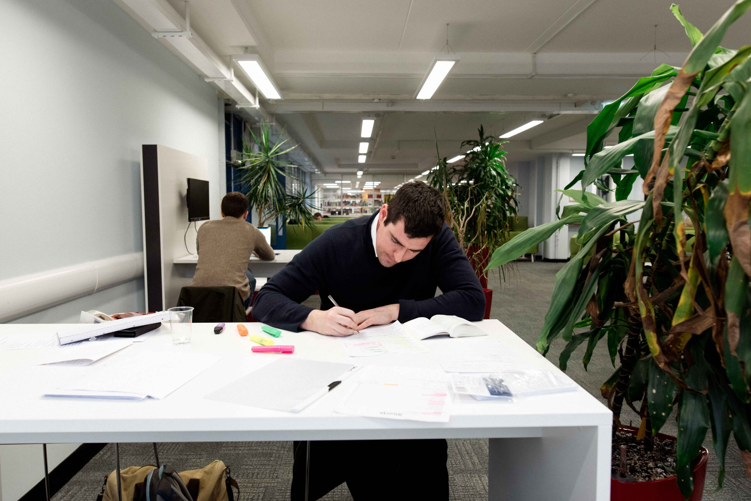 Student working at a desk